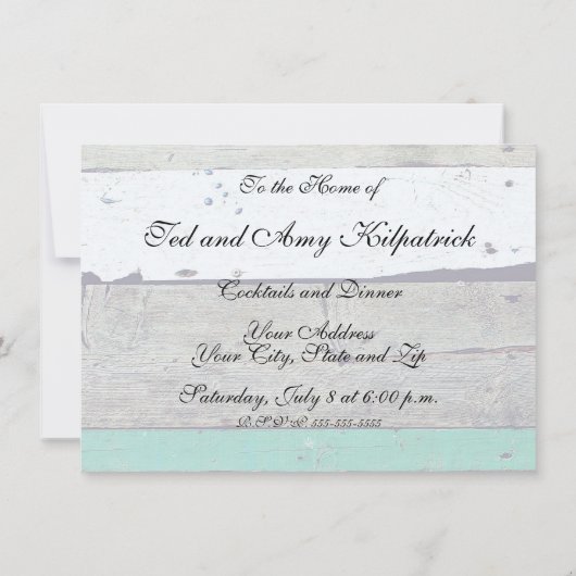 Beach Theme Starfish Wedding rustikal Einladung (Rückseite)