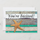 Beach Theme Starfish Wedding rustikal Einladung (Vorderseite)
