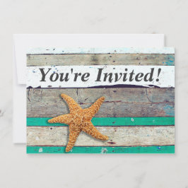 Beach Theme Starfish Wedding rustikal Einladung