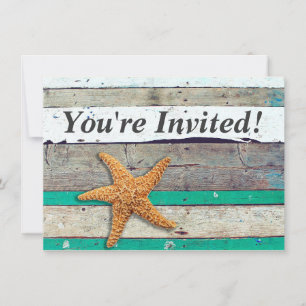 Beach Theme Starfish Wedding rustikal Einladung