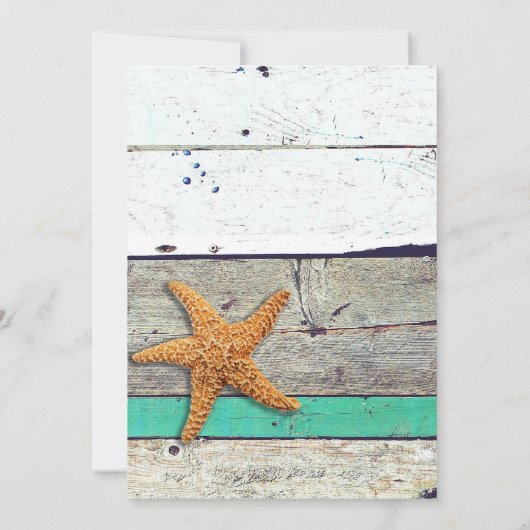 Beach Theme Starfish Wedding rustikal Einladung (Rückseite)