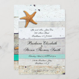 Beach Theme Starfish Wedding rustikal Einladung