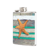 Beach Theme Starfish Wedding rustikal Flachmann (Links)