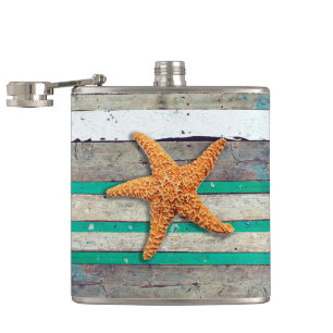 Beach Theme Starfish Wedding rustikal Flachmann