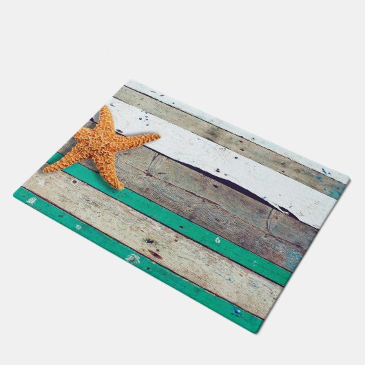 Beach Theme Starfish Wedding rustikal Fußmatte (Schrägansicht)