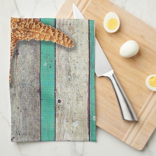 Beach Theme Starfish Wedding rustikal Geschirrtuch (Viertel Falte)