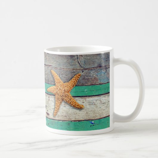 Beach Theme Starfish Wedding rustikal Kaffeetasse (Rechts)