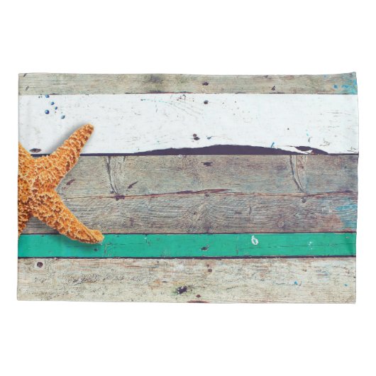 Beach Theme Starfish Wedding rustikal Kissenbezug (Rückseite)