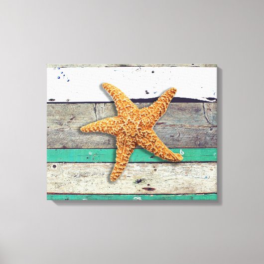 Beach Theme Starfish Wedding rustikal Leinwanddruck (Vorderseite)