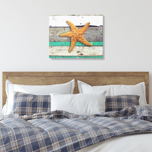 Beach Theme Starfish Wedding rustikal Leinwanddruck (Insitu (Schlafzimmer))