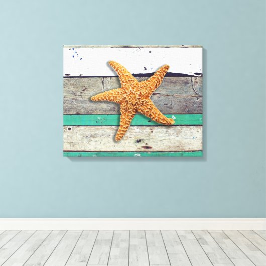 Beach Theme Starfish Wedding rustikal Leinwanddruck (Insitu (Holzboden))