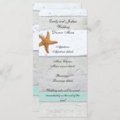 Beach Theme Starfish Wedding rustikal Menükarte (Vorne/Hinten)