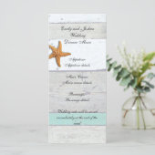 Beach Theme Starfish Wedding rustikal Menükarte (Stehend Vorderseite)
