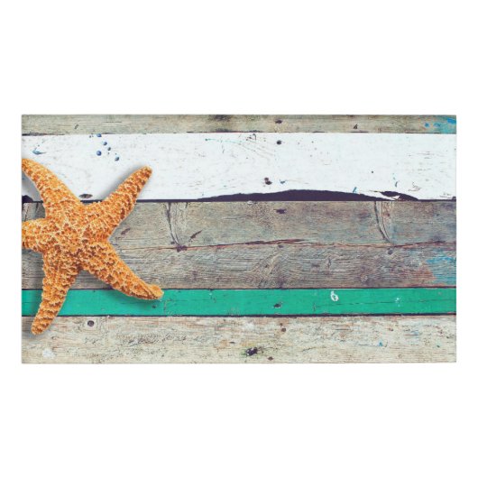 Beach Theme Starfish Wedding rustikal Namenschild (Vorderseite)