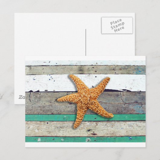 Beach Theme Starfish Wedding rustikal Postkarte (Vorne/Hinten)