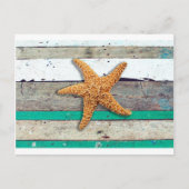 Beach Theme Starfish Wedding rustikal Postkarte (Vorderseite)