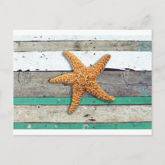 Beach Theme Starfish Wedding rustikal Postkarte (Vorderseite)