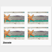 Beach Theme Starfish Wedding rustikal Rechteckiger Aufkleber (Blatt)