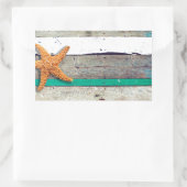 Beach Theme Starfish Wedding rustikal Rechteckiger Aufkleber (Tasche)