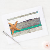 Beach Theme Starfish Wedding rustikal Rechteckiger Aufkleber (Umschlag)