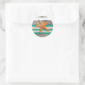 Beach Theme Starfish Wedding rustikal Runder Aufkleber (Tasche)