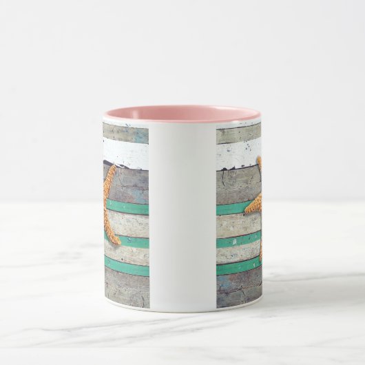 Beach Theme Starfish Wedding rustikal Tasse (Zentrum)