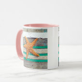 Beach Theme Starfish Wedding rustikal Tasse (Vorderseite Links)