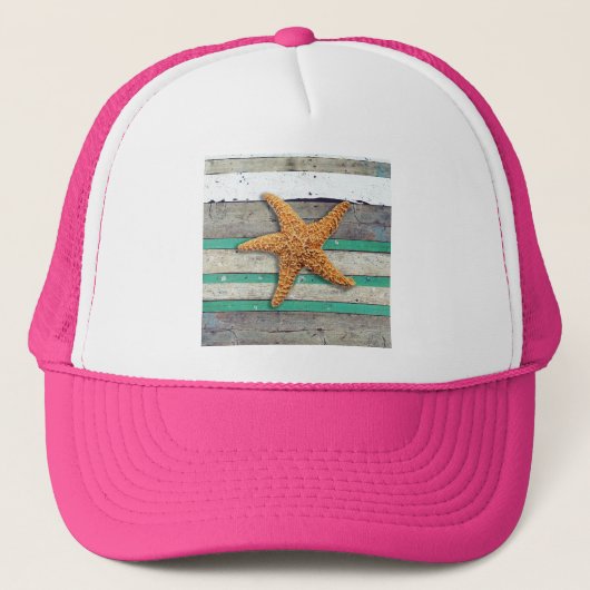 Beach Theme Starfish Wedding rustikal Truckerkappe (Vorderseite)