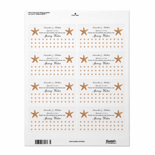 Beach Theme Sugar Starfish Pattern Wasserzeichen (Vorne)