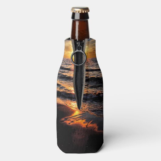 Beach Theme Sunset Flaschenkühler (Flasche Rückseite)
