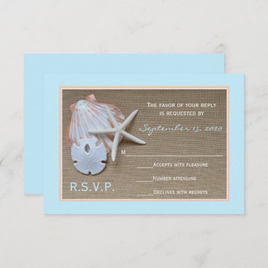 Beach Theme UAWG Wedding Einladung (Vorne/Hinten)