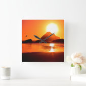 Beach Theme Wall Clock Quadratische Wanduhr (Zuhause)