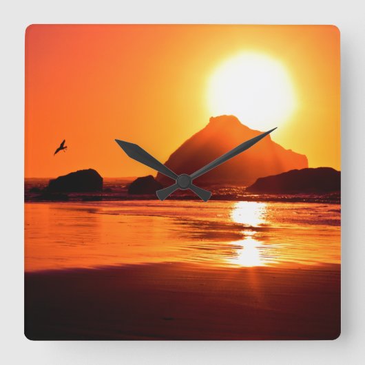 Beach Theme Wall Clock Quadratische Wanduhr (Vorderseite)