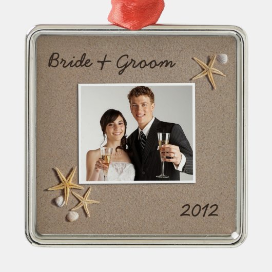 Beach Theme Wedding Foto Ornament (Vorne)