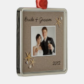 Beach Theme Wedding Foto Ornament Aus Metall (Rechts)