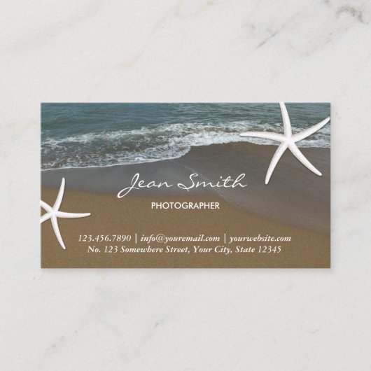 Beach Theme Wedding Fotografy Business Card Visitenkarte (Vorderseite)