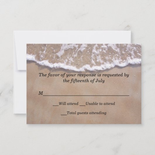 Beach Theme Wedding Response Card RSVP Karte (Vorderseite)