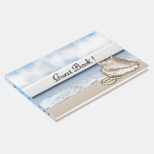 Beach Theme Wedding Rings Guest Book Gästebuch (Ecke)