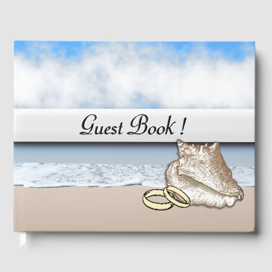 Beach Theme Wedding Rings Guest Book Gästebuch (Vorderseite)
