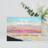 Beach Theme Wedding RSVP Card (Stehend Vorderseite)