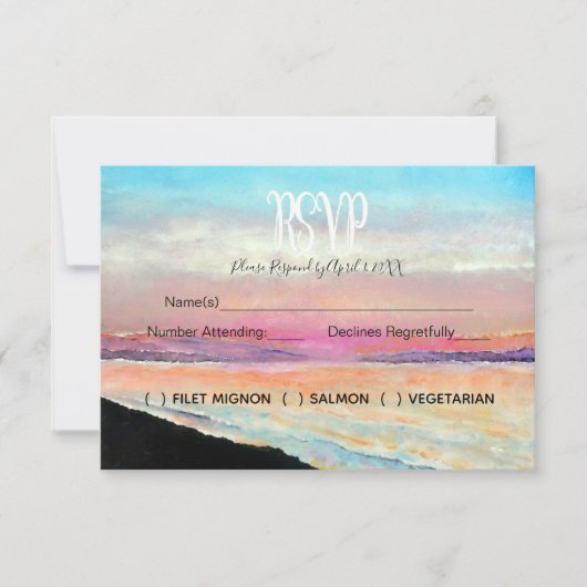 Beach Theme Wedding RSVP Card Karte (Vorderseite)