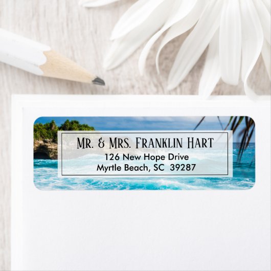Beach Theme Wedding Rücksendeadresse (Insitu)