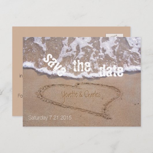Beach Theme Wedding Save the Date Postcard Ankündigungspostkarte (Vorne/Hinten)