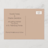 Beach Theme Wedding Save the Date Postcard Ankündigungspostkarte (Rückseite)