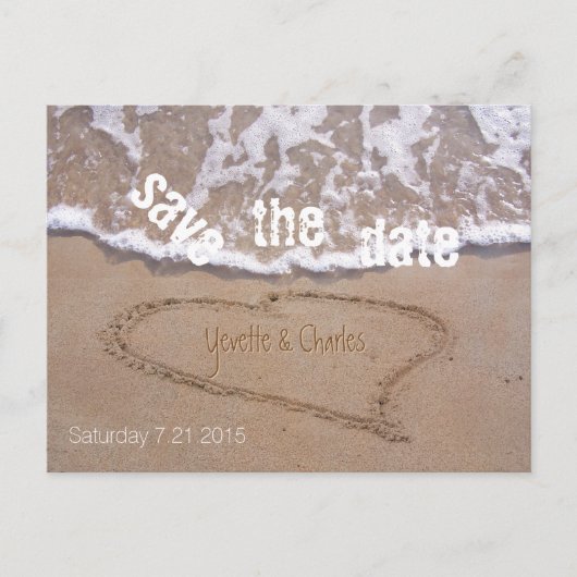 Beach Theme Wedding Save the Date Postcard Ankündigungspostkarte (Vorderseite)