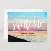 Beach Theme Wedding Save the Date Postcard Ankündigungspostkarte (Vorne/Hinten)
