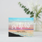 Beach Theme Wedding Save the Date Postcard Ankündigungspostkarte (Stehend Vorderseite)