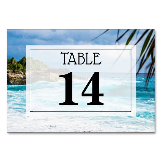 Beach Theme Wedding Tischnummer Card (Vorderseite)