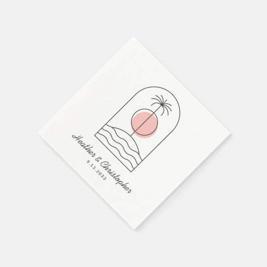 Beach Theme Wedkins Custom Color Napkins Serviette (Ecke)