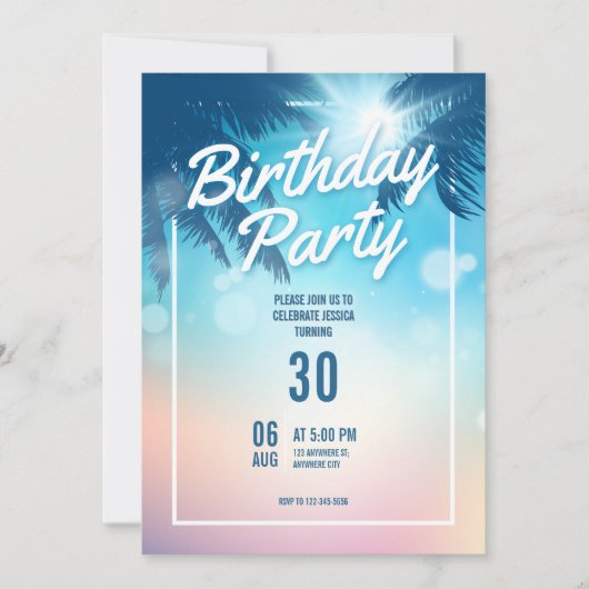 Beach Themed Birthday Party Invitation (Vorderseite)